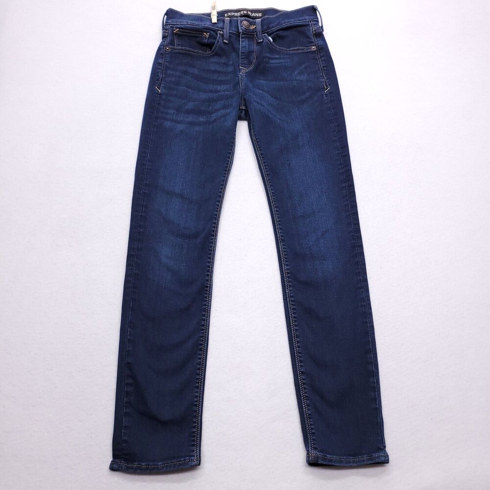 Express Supersoft Super Skinny Denim Medium Wash Jeans Womens Size 0S Blue - Picture 2 of 10